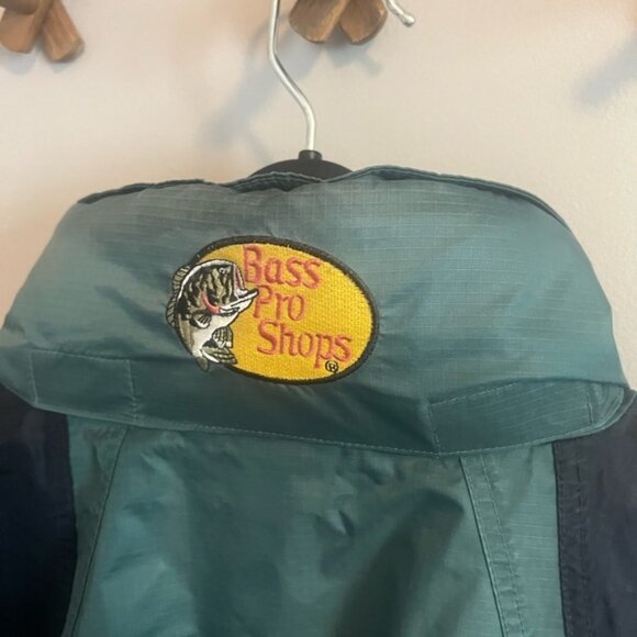 Bass pro shop wind jacket hidden hood full zip pockets mens M - Picture 3 of 6
